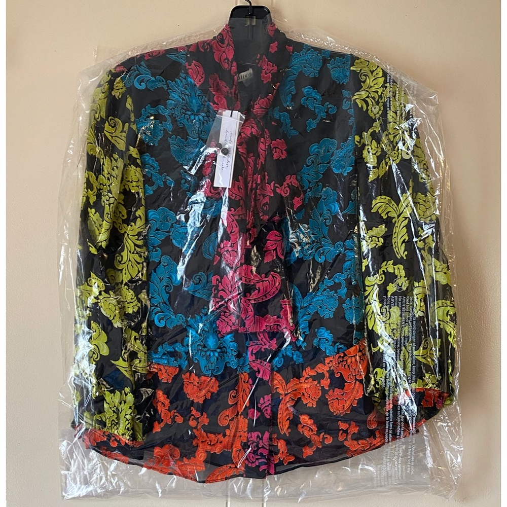 Alice + Olivia Jeannie Tie Neck Floral Blouse Top - Picture 8 of 16